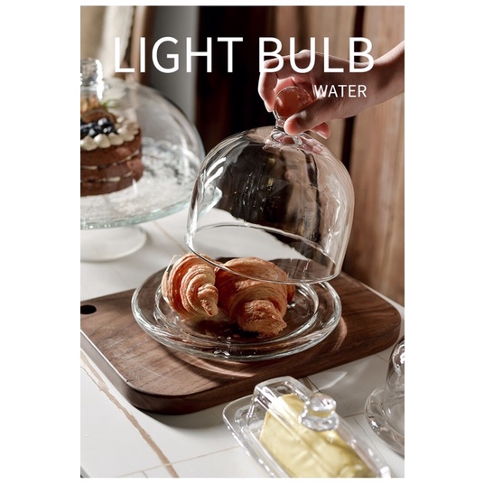 Khay đựng,chụp bánh kem thủy tinh Borosilicate - Trang trí tiệc phong cách Phương Tây