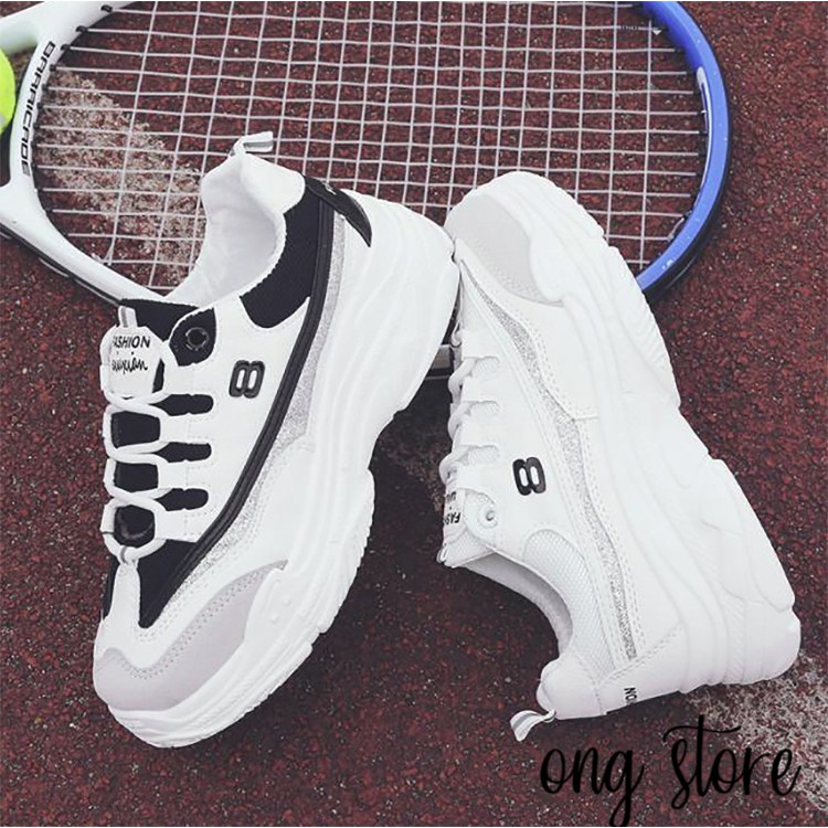 MIỄN PHÍ SHIP Giày thể thao nữ đế cao phong cách Hàn Quốc trắng đen (số 8) | BigBuy360 - bigbuy360.vn