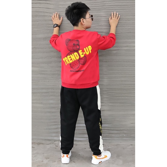 Bộ quần áo thu đông dài tay &quot;E.UP&quot; 14-45kg cho bé trai. Đồ bộ dài tay ấm áp cho bé 4-14 tuổi. B49