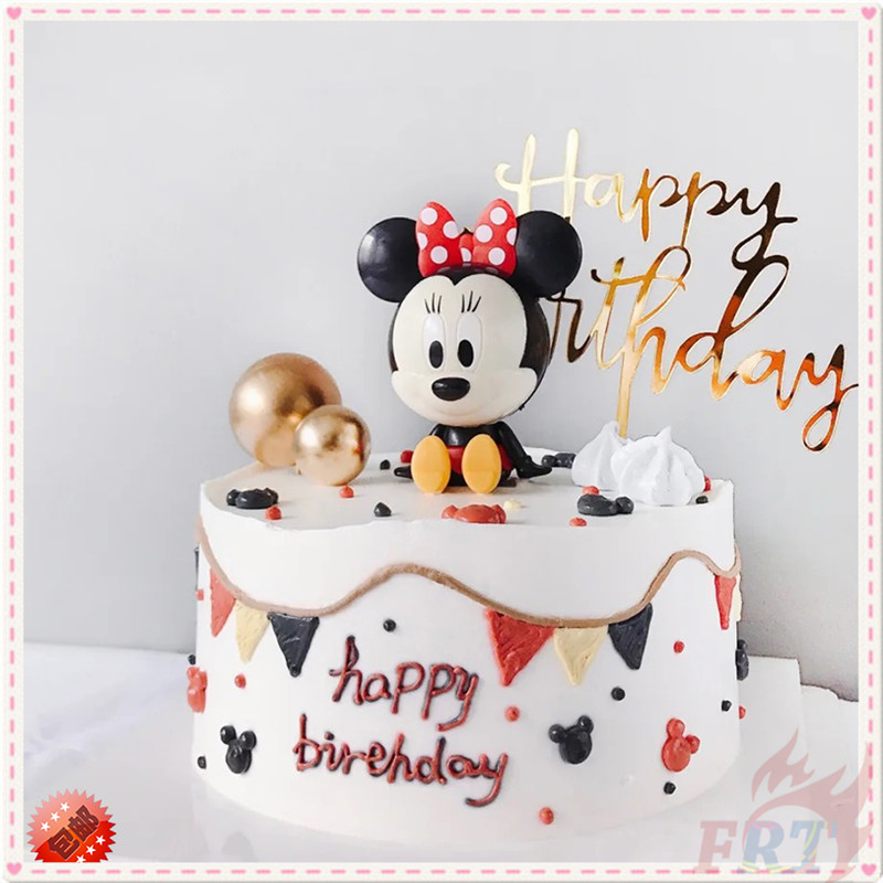 DISNEY Set 2 Mô Hình Chuột Mickey &amp; Minnie Trang Trí Bánh
