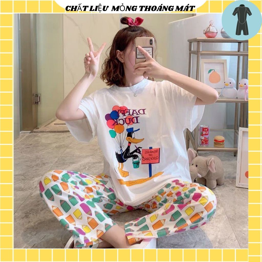 Đồ bộ thun quần dài Daffy Duck, đồ mặc ở nhà Quảng Châu, họa tiết hoạt hình