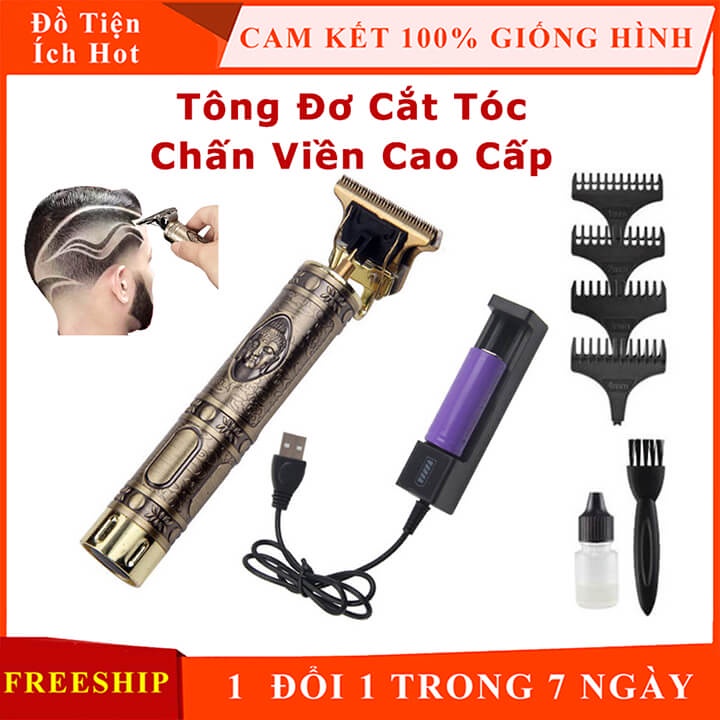 Tông đơ cắt tóc bấm viền sạc điện cầm tay chuyên nghiệp, hớt tóc, chấn viền cạo râu đa năng chuẩn Salon