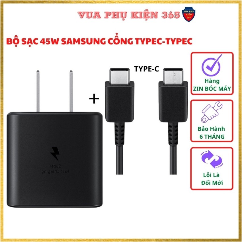 Bộ Sạc Nhanh 45W Samsung Note 10+/Note10Plus/Note 20/Note20Ultra CHÍNH HÃNG Cổng Type C - Hàng ZIN BÓC MÁY, BH 6 Tháng