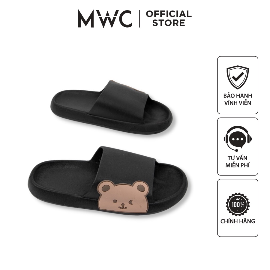 Dép MWC 3475 - Dép Nữ Đế Bánh Mì, Dép Quai Ngang In Hình Gấu Dễ Thương, Dép Cao Su Êm Chân