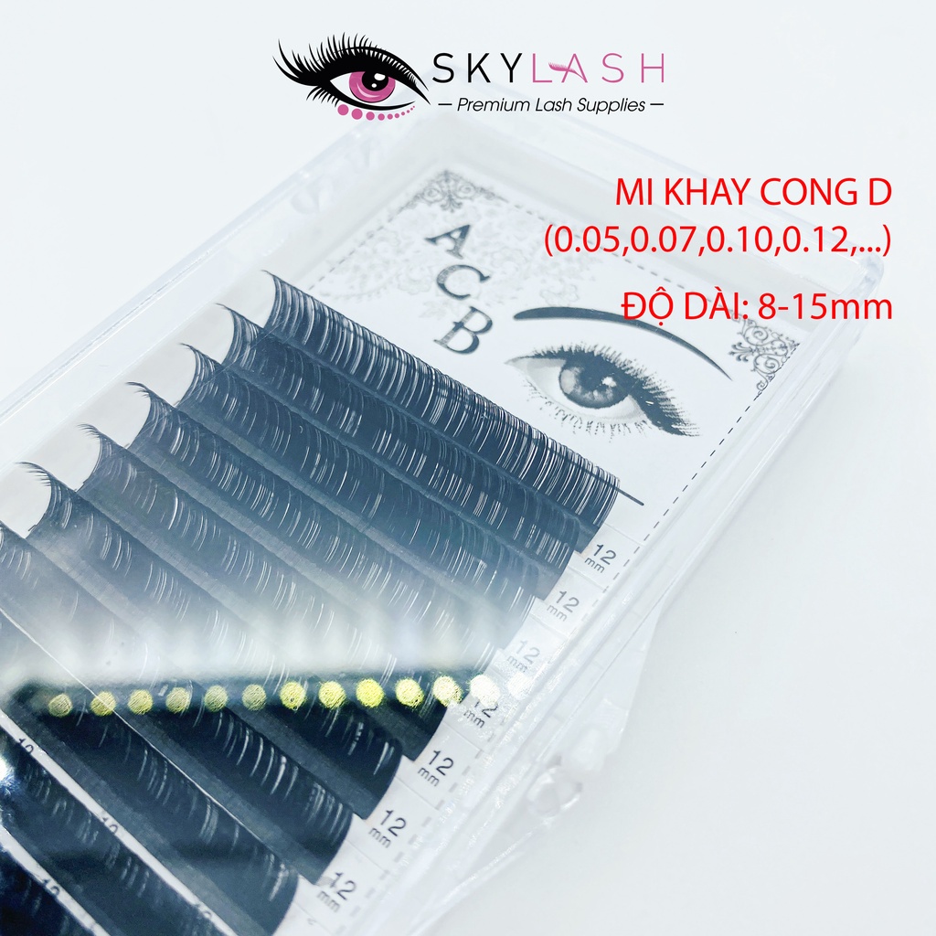 mi khay ACB độ cong D dày 0.05- 0.07- 0.10- 0.12- 0.15- dùng nối mi volume - classic - tạo fan