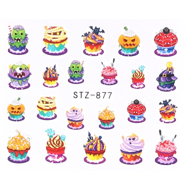 Nhãn dán trang trí móng tay phong cách halloween 2021 xinh xắn