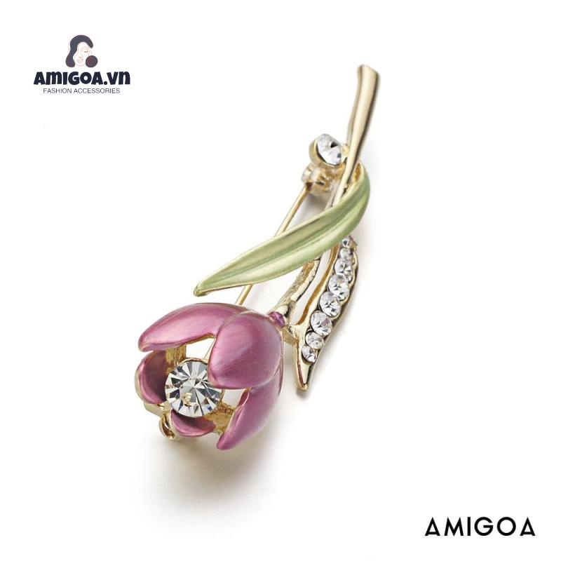 ✨✨Ghim Cài Áo Hình Hoa Tulip Đính Đá Nhân Tạo Thời Trang