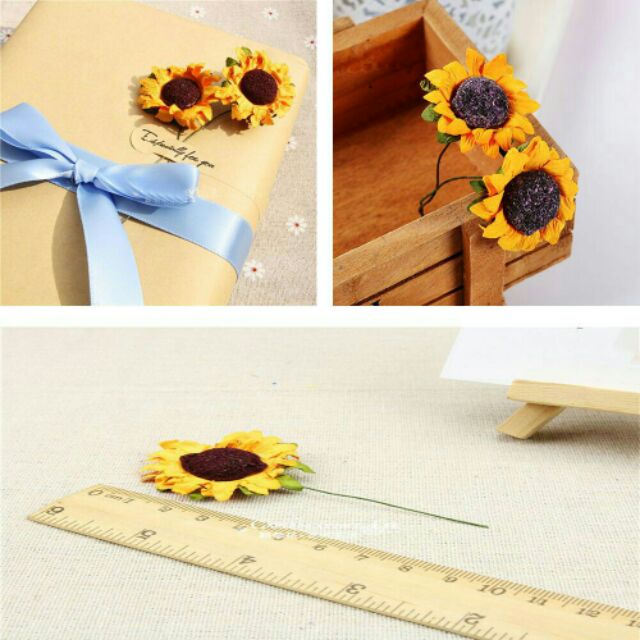 Set 10 hoa hướng dương giấy làm thiệp, trang trí sổ, scrapbook 🌻