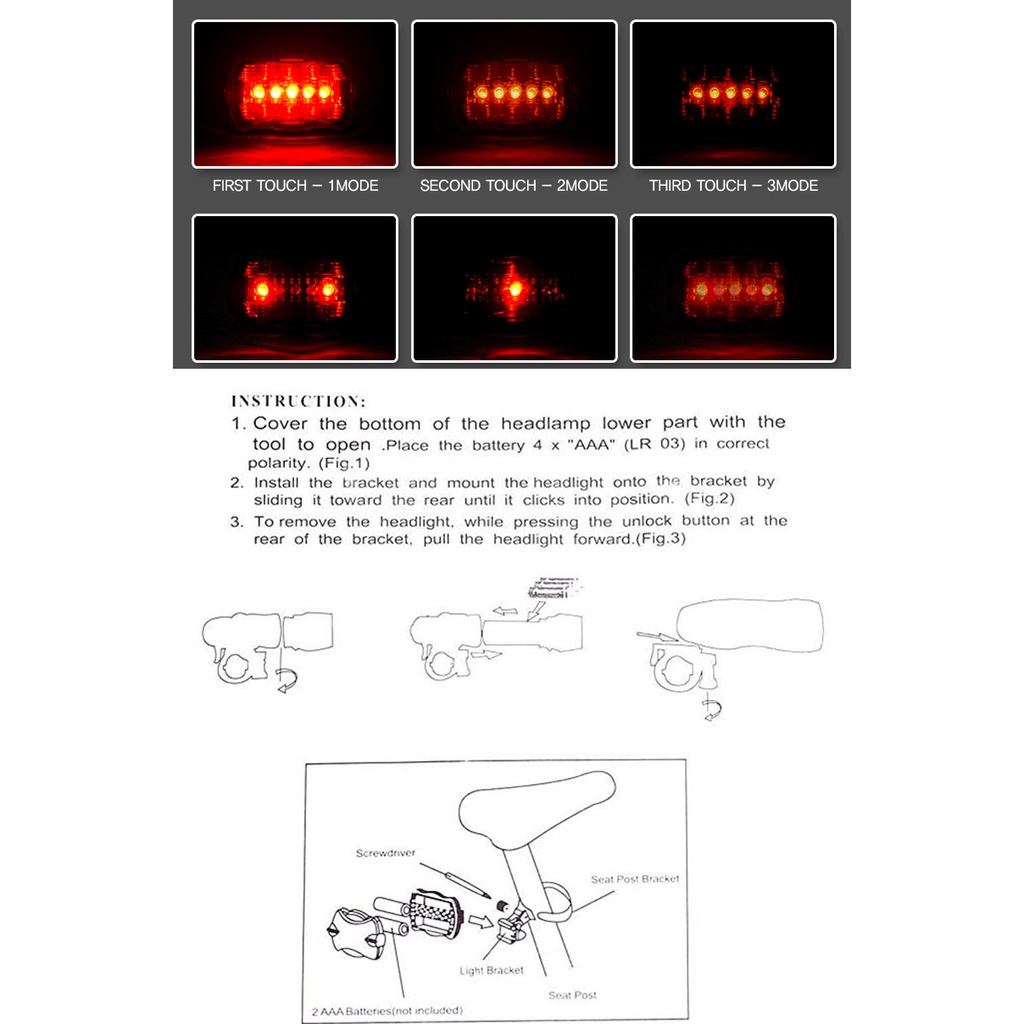 Globetrotter【COD &amp; Hàng sẵn sàng】Xe đạp không thấm nước Bộ đèn hậu phía sau Bộ đường MTB Xe đạp leo núi Đèn sau Đạp xe Đèn pin Đèn pin Đèn LED tín hiệu gắn phía sau đuôi xe đạp chuyên dụng tiện lợi