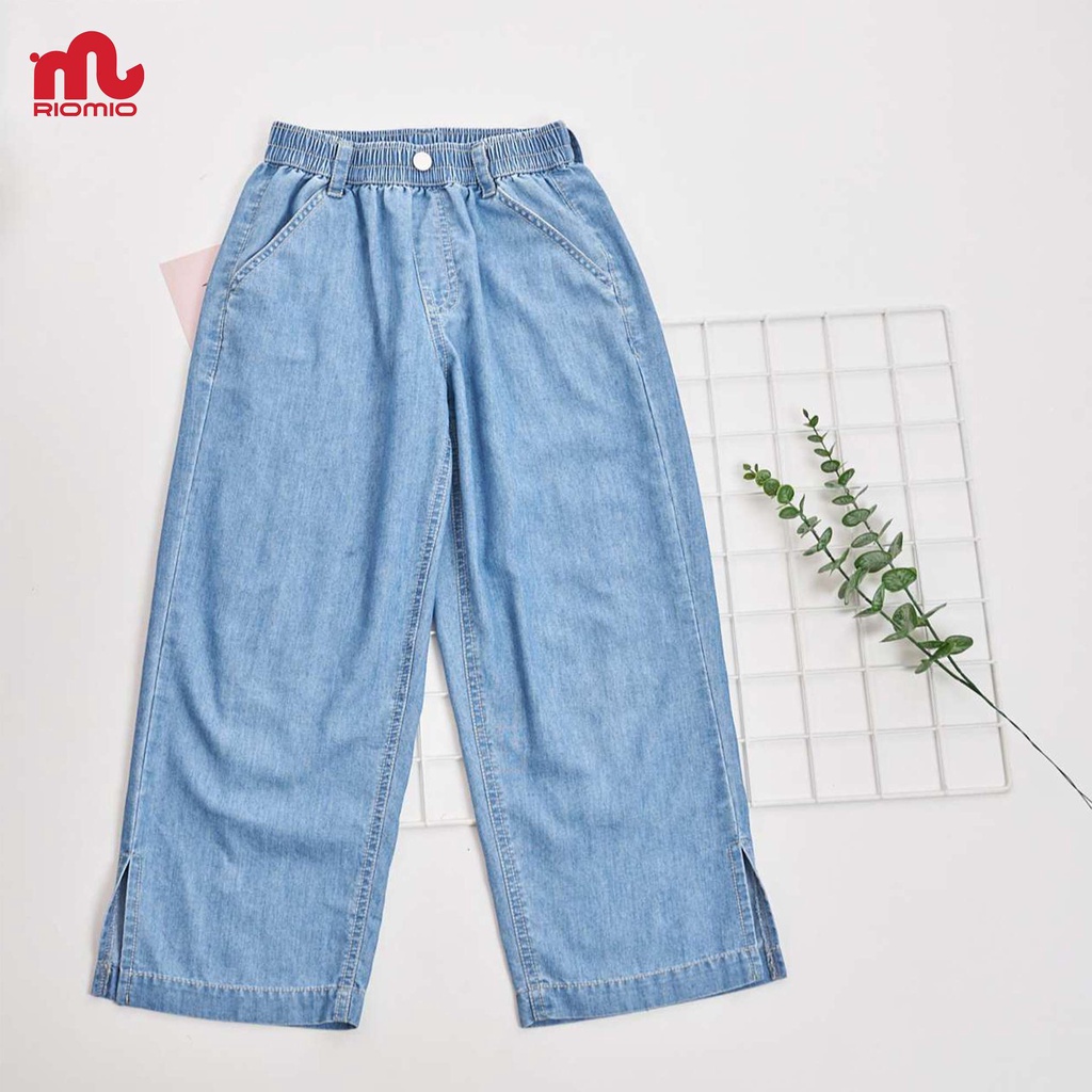 Quần jean cho bé gái ống rộng xẻ gấu đi học đi chơi RIOMIO size 20-55kg 100% cotton jean USA - RO233