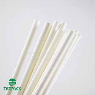 Ống hút giấy màu trắng trơn phi 6 (25 ống/ bịch )