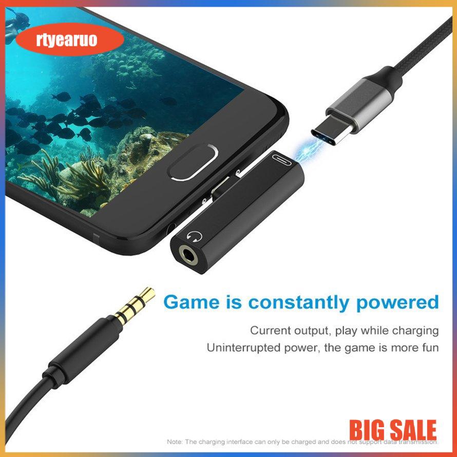 Đầu chuyển đổi tai nghe Type-c 2 trong 1 hỗ trợ sạc tiện dụng