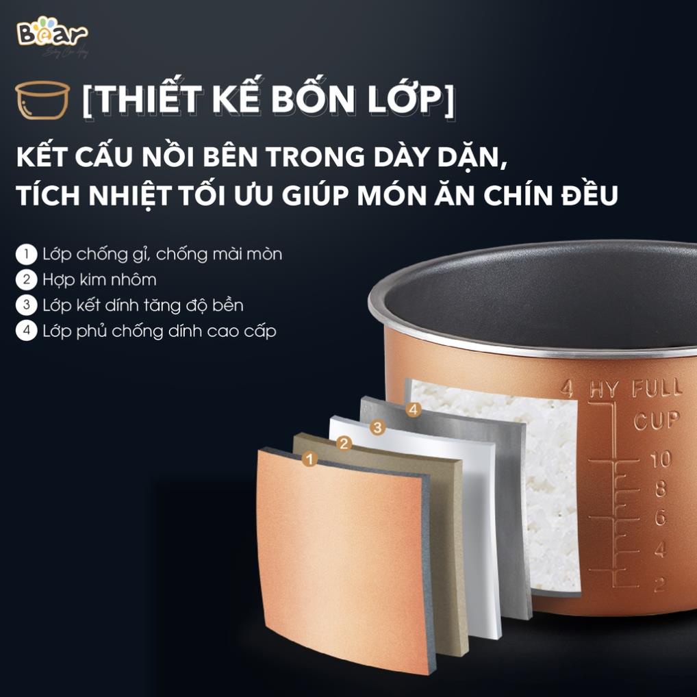 Nồi Áp Suất Điện Đa Năng BEAR YLB-A50M1 5L Nồi Ninh Xương, Hầm Gà, Nấu Cháo Công Suất 900W - Hàng Chính Hãng