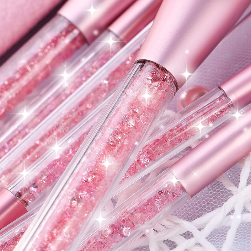 7 Pcs/ Set Pink Quicksand Glitter Fantasy Makeup Brush Set with Bag