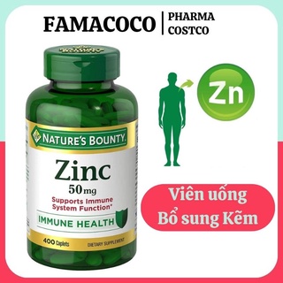 [HCM]Viên Kẽm Zinc Nature’s Bounty 50mg 400 viên Hỗ trợ tăng cường dưỡng chất và sức đề kháng cho cơ thể FAMACOCO