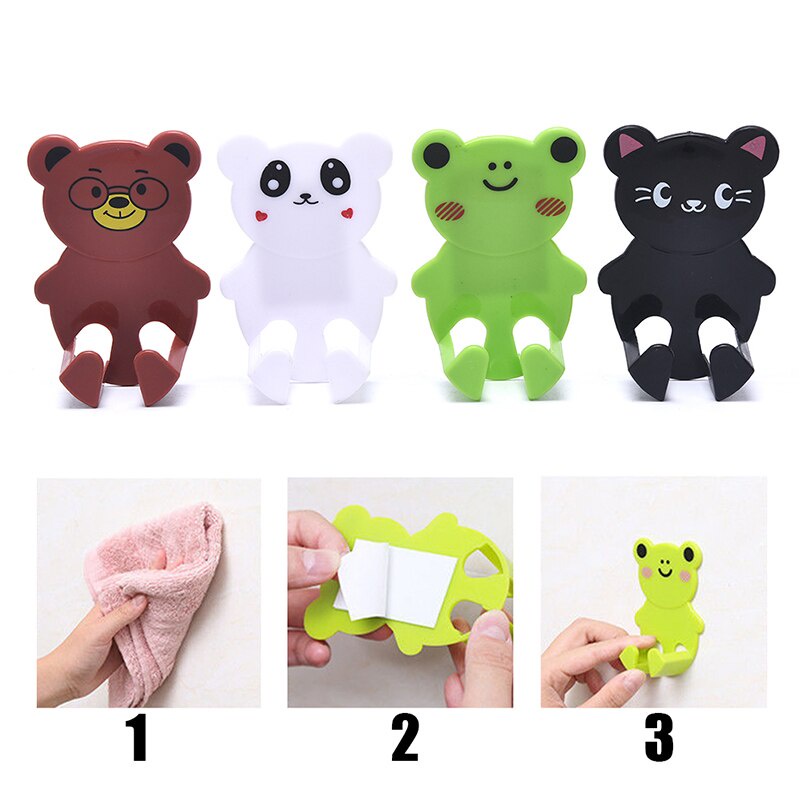 1 Móc Treo Phích Cắm Điện Dán Tường Bằng ABS Họa Tiết Hoạt Hình Động Vật Dễ Thương Chất Lượng Cao