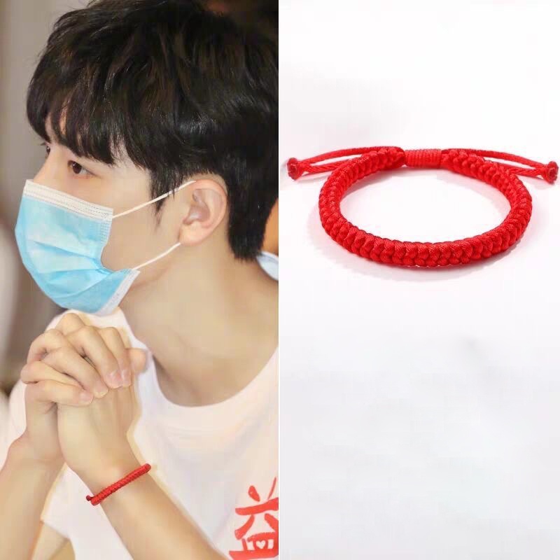 Vòng đeo tay XIAOBOACC dây bện màu đỏ thời trang dành cho nam và nữ