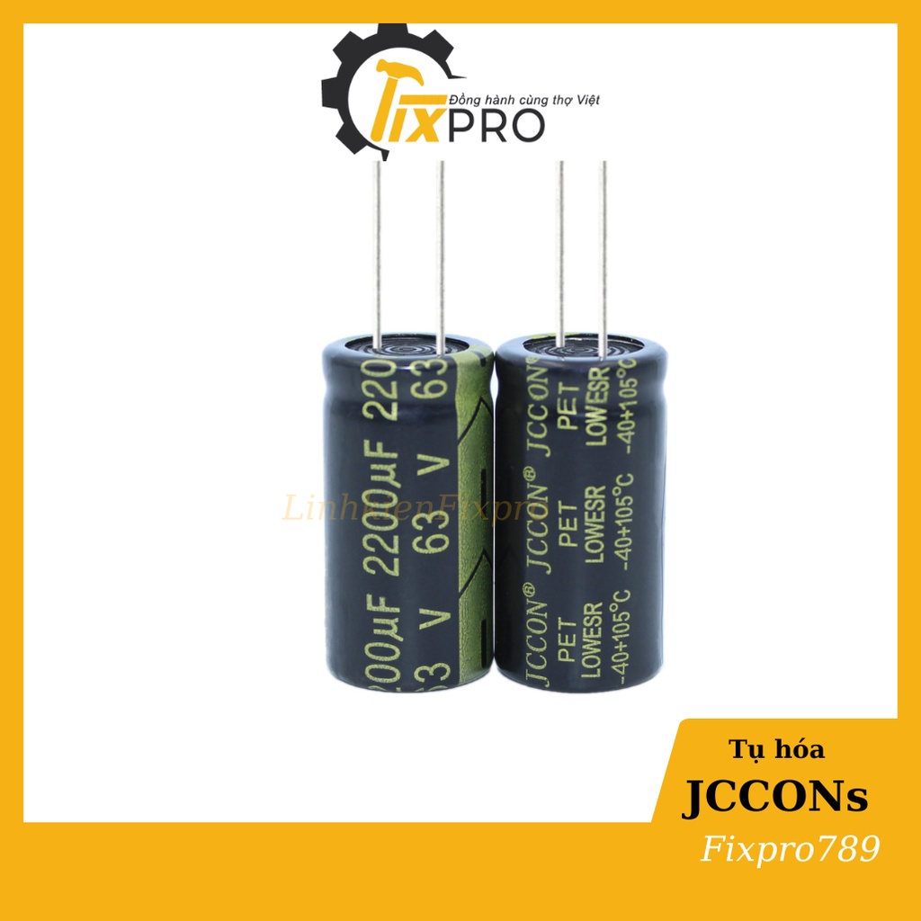 Tụ hóa 63V 2200uF 18x35mm chính hãng JCCONs tần số cao màu xanh xịn