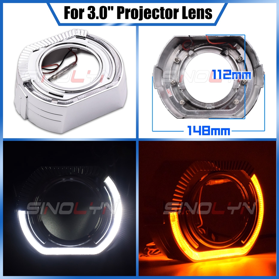 1 Cặp Đèn LED Halo Shrouds 2.5'' H1/3.0'' Hella 3R/Q5 Dành Cho Mặt Nạ
