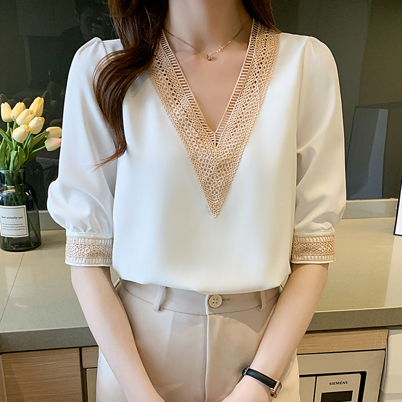 Áo Nữ Tay Ngắn Cổ Chữ V Thời Trang Quyến Rũ | BigBuy360 - bigbuy360.vn