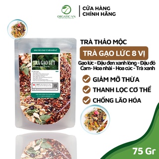 Trà gạo lứt thảo mộc 8 vị, Gạo lứt, đậu đen xanh lòng, đậu đỏ, cam, bông nhài, hoa cúc, chè xanh - giảm cân thanh lọc cơ