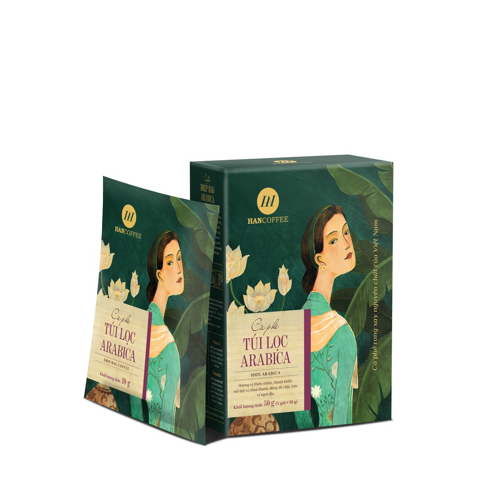 [Combo 2 hộp] Cà Phê Arabica Phin Giấy Túi Lọc Nguyên Chất HANCOFFEE Đậm Đắng Thanh Chua Hậu Ngọt Sâu - HND1B