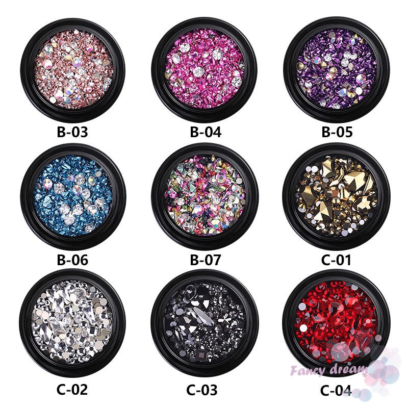 Lọ phụ kiện đá lấp lánh trang trí móng tay nghệ thuật màu ánh kim 3D