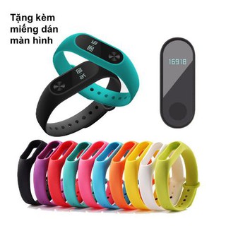 Dây đeo silicon miband 2 đủ màu + Tặng kèm 1 bộ dán màn hình cho Miband 2