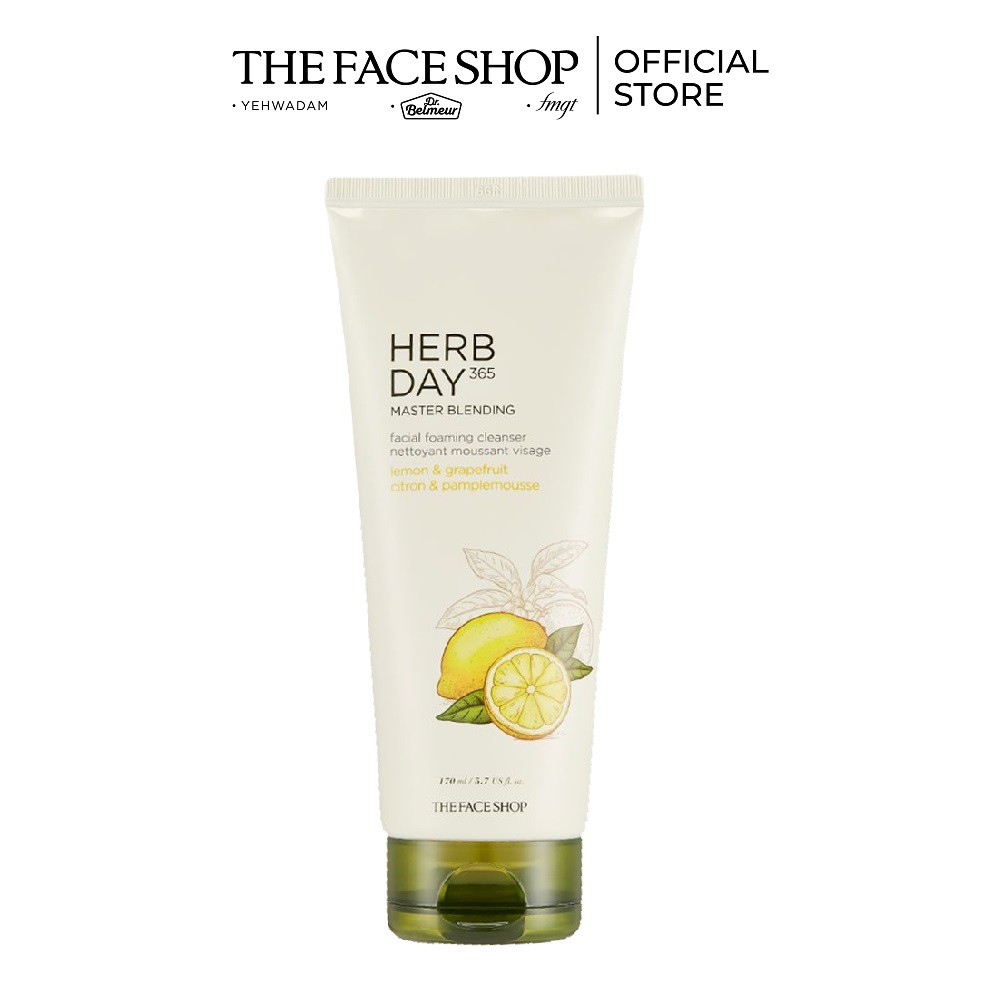 Sữa Rửa Mặt Tạo Bọt THEFACESHOP Herb Day 365 Master Blending Facial Foaming Cleanser Lemon & Grapefruit 170ml