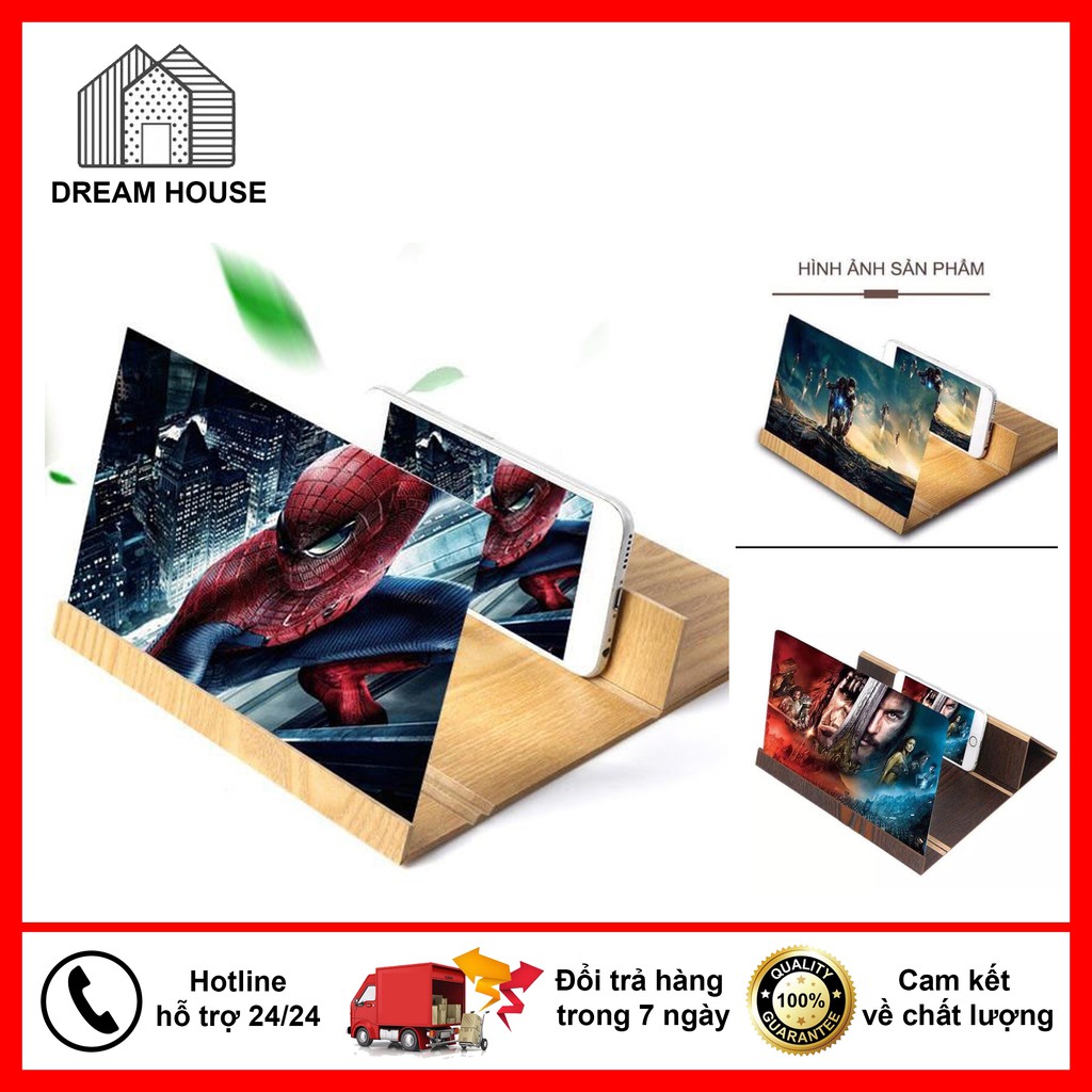 [ Nhập Mã DREAGD13 Giảm 10% ] Kính Phóng Đại Màn Hình Điện Thoại Xem 3d Gỗ