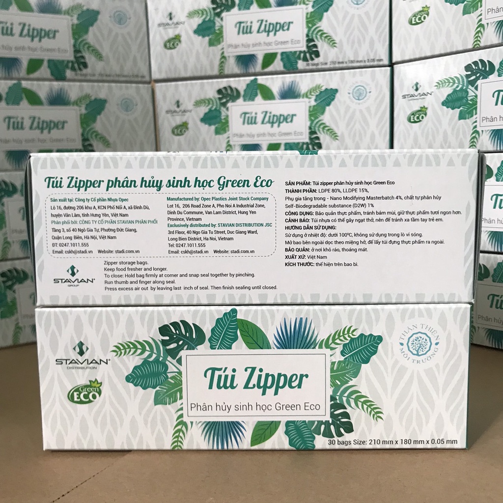 Túi Zipper tự hủy sinh học Green Eco thân thiện với môi trường