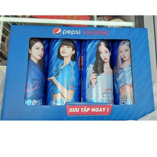 [PHIÊN BẢN GIỚI HẠN CỦA PEPSI X BLACKPINK] Hộp 4 lon Pepsi đủ 4 nhân vật có chữ ký