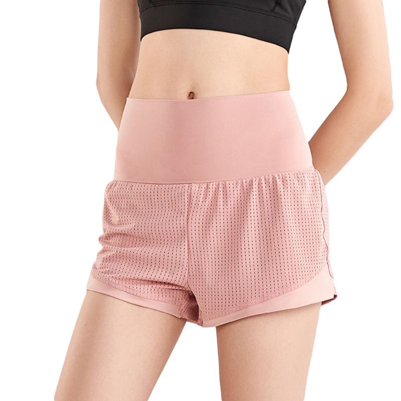 Quần Short Thể Thao 2 Trong 1 Lưng Cao Có Túi Sau Lưng Dành Cho Nữ