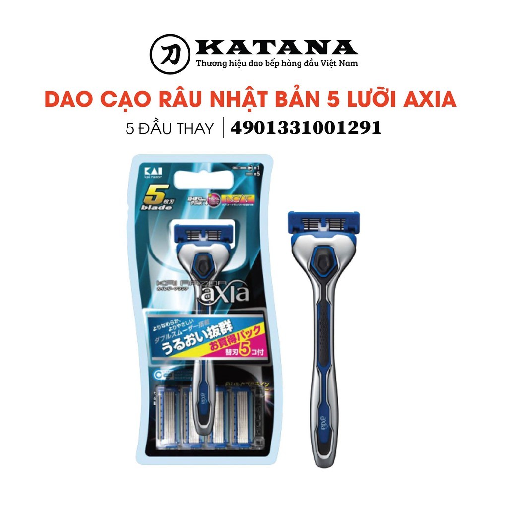 [CHÍNH HÃNG] Dao cạo râu 5 lưỡi Nhật Axia + 4 đầu thay - có dải bôi trơn lô hội - BH 6 tháng 1 ĐỔI 1