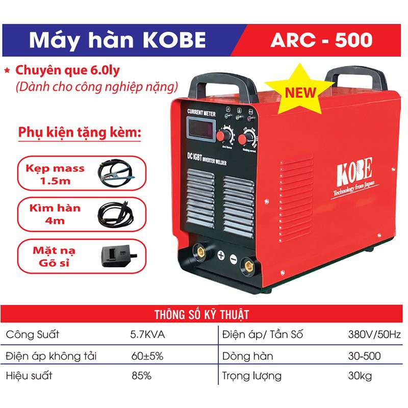 MÁY HÀN QUE ĐIỆN TỬ MINI KOBE ARC-500 - Hàng Chính Hãng 100%