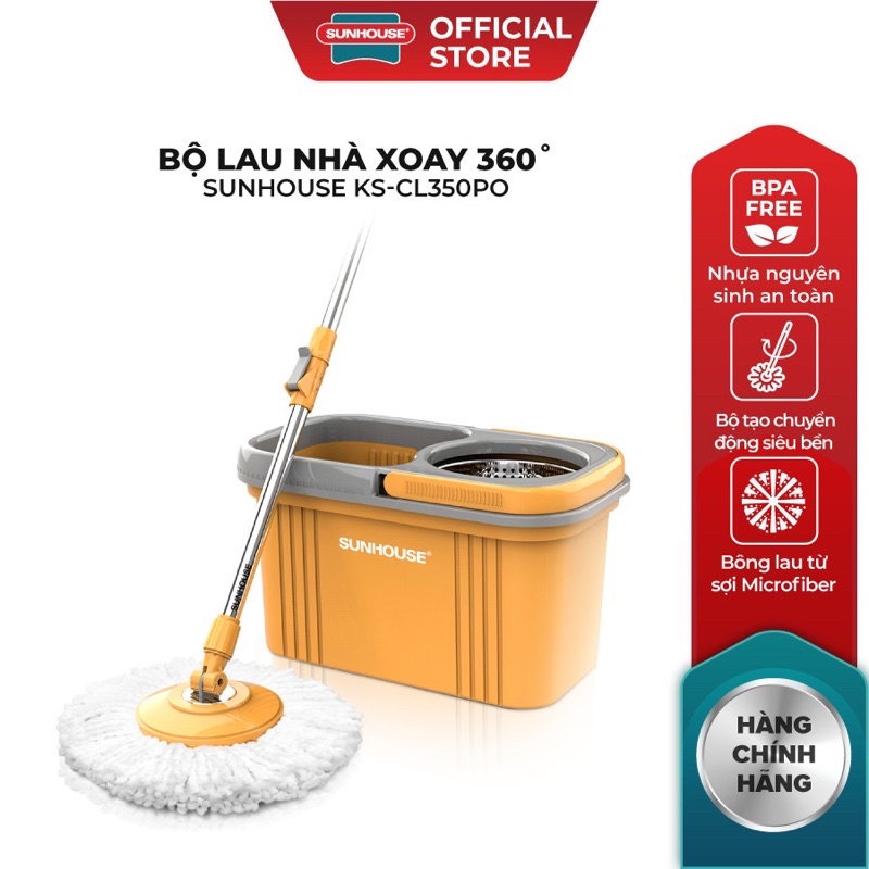 BỘ LAU NHÀ XOAY 360 ĐỘ SUNHOUSE THẾ HỆ MỚI(Hàng Chính Hãng)