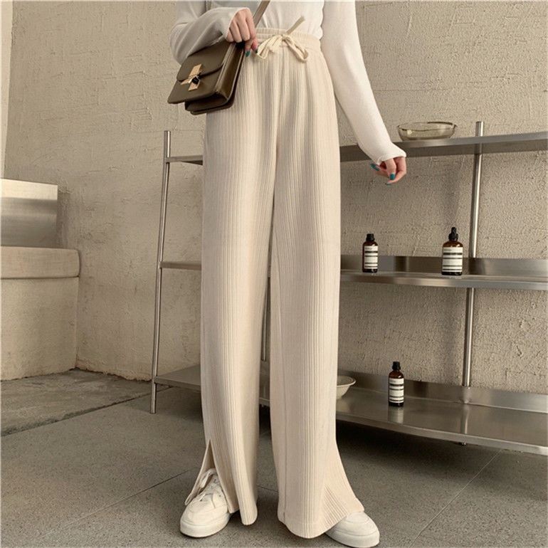 Quần dài ống rộng lưng cao phong cách mới cho nữ