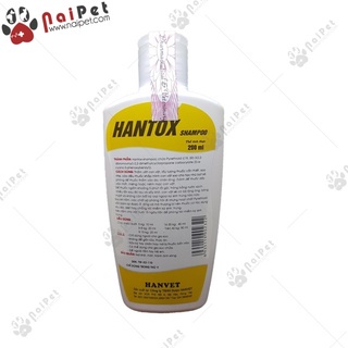 Sữa Tắm Trị Ve Rận Bọ Chét Chó Mèo Hantox Shampoo Hanvet Vàng Xanh Hồng 200ml