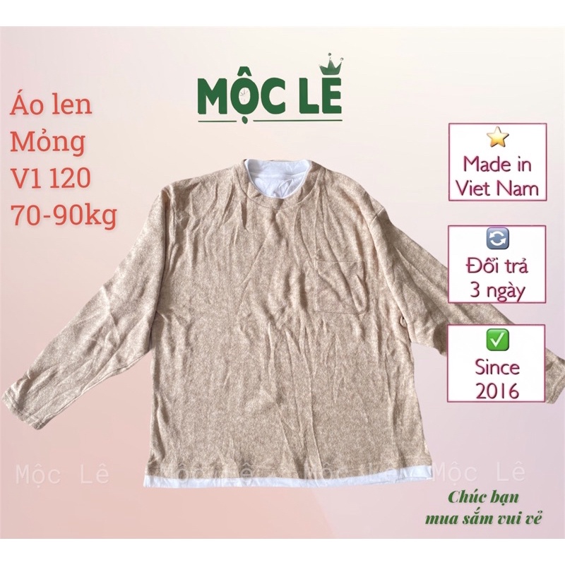 (70-90kg) Áo len mỏng tay dài xuất dư xịn vnxk nâu tây oversize bigsize