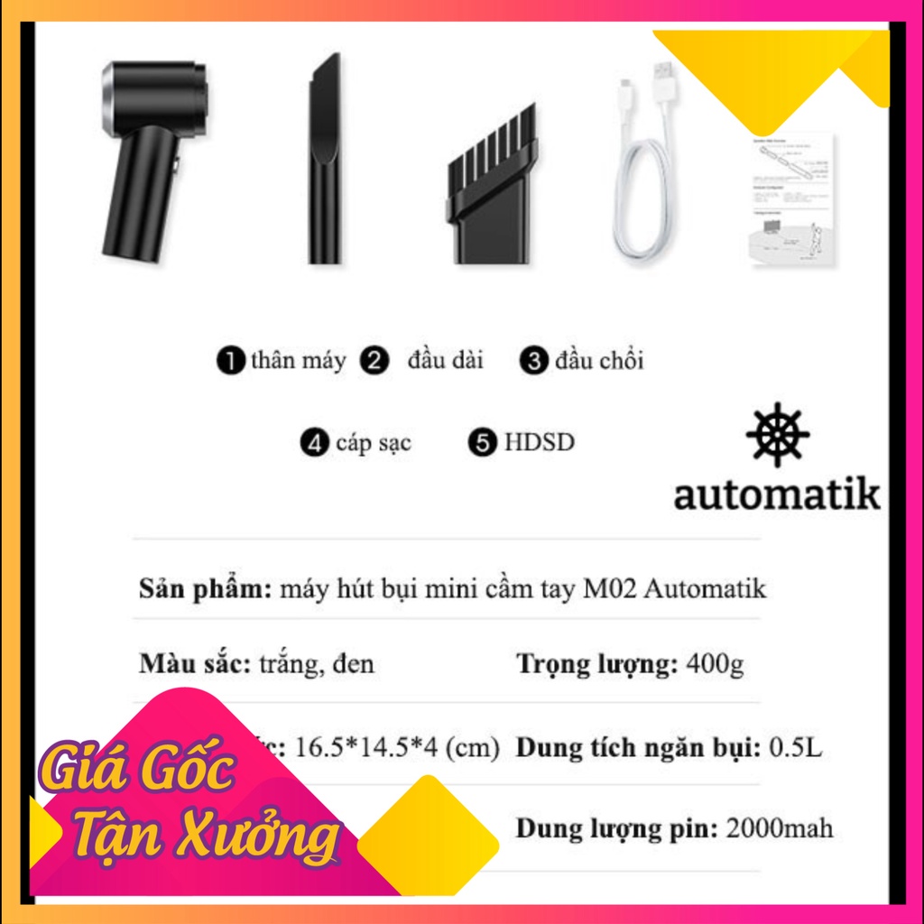 Máy hút bụi cầm tay mini - Máy hút bụi không dây đa năng lực hút siêu mạnh sử dụng hút bụi ô tô, bụi giường cực tiện lợi