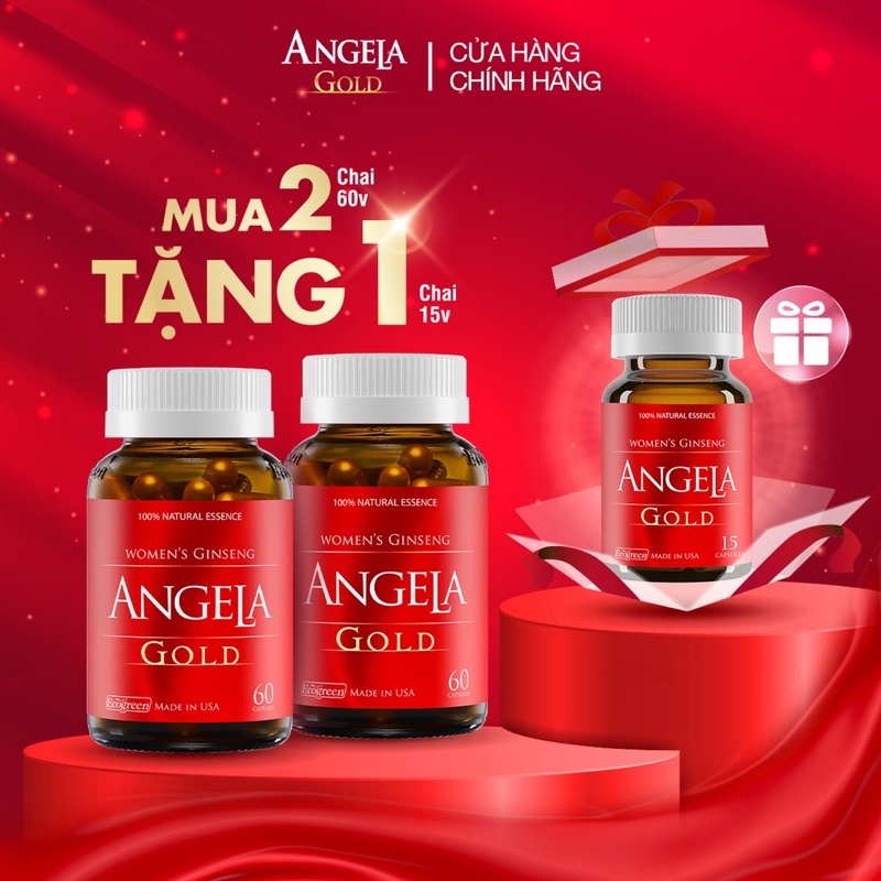 Viên Uống Sâm Angela Gold Tăng Cường Sinh Lý Nữ - Hộp 60 Viên - Có Tem Tích Điểm