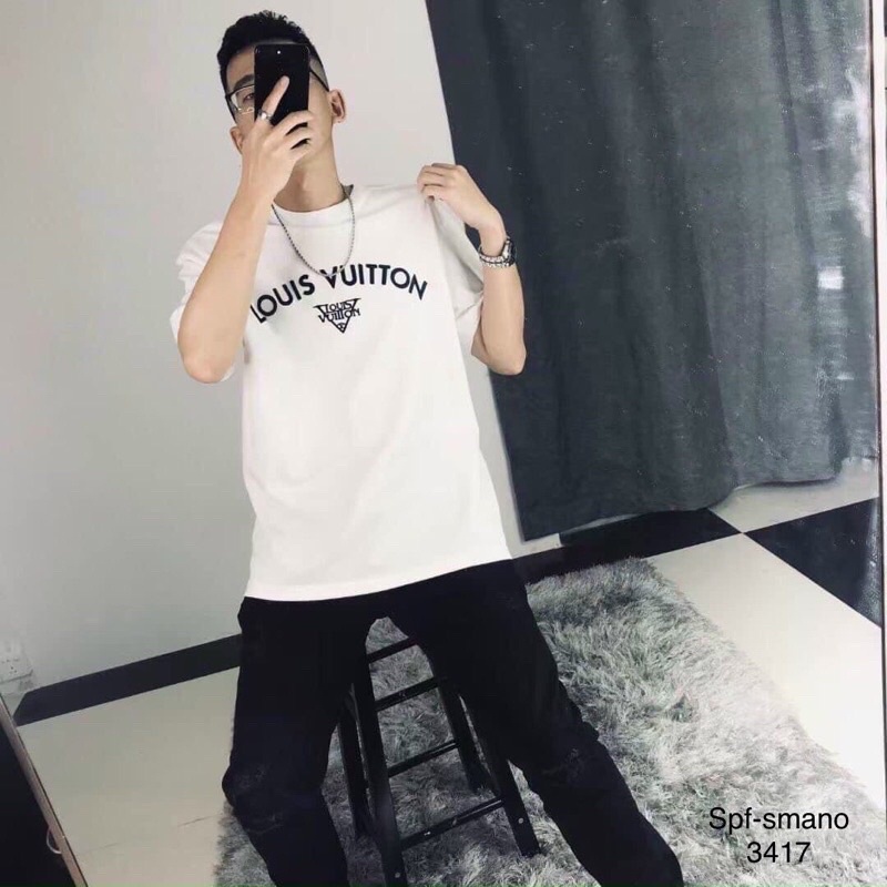 Áo thun nam LV thêu chữ sắc nét trẻ chung sành điệu ,áo phông nam hot trend