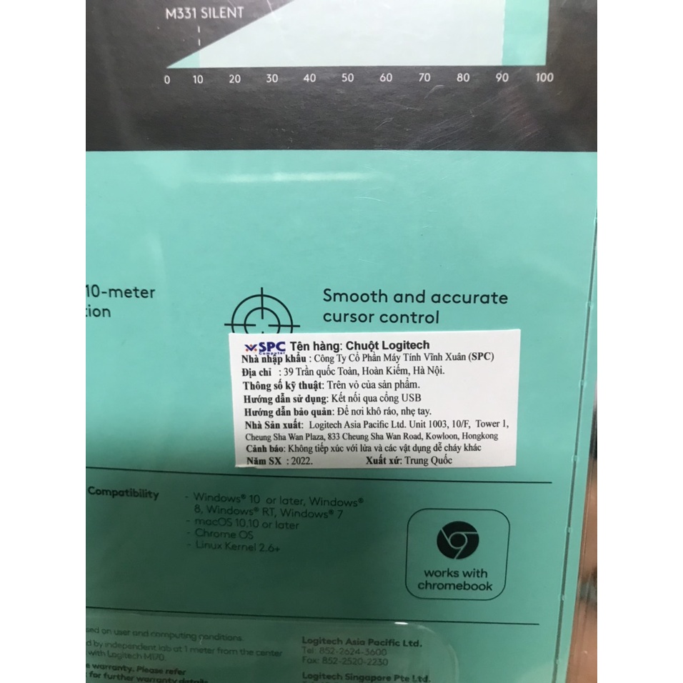 Chuột không dây Logitech M331  - Màu xanh