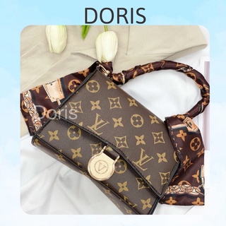 Túi xách da đeo chéo /cầm tay LV nâu kèm nơ thời trang cao cấp giá rẻ DORIS