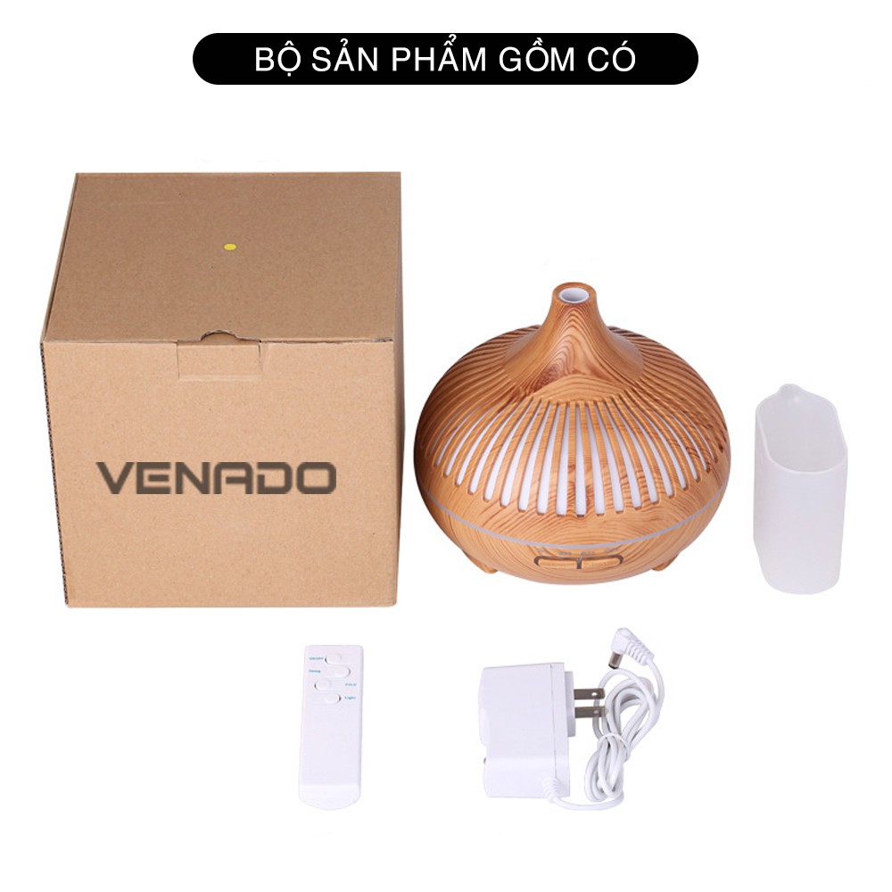 Máy xông tinh dầu siêu âm Đèn Lồng Cổ Cao Lưới led 7 màu 300ml Venado