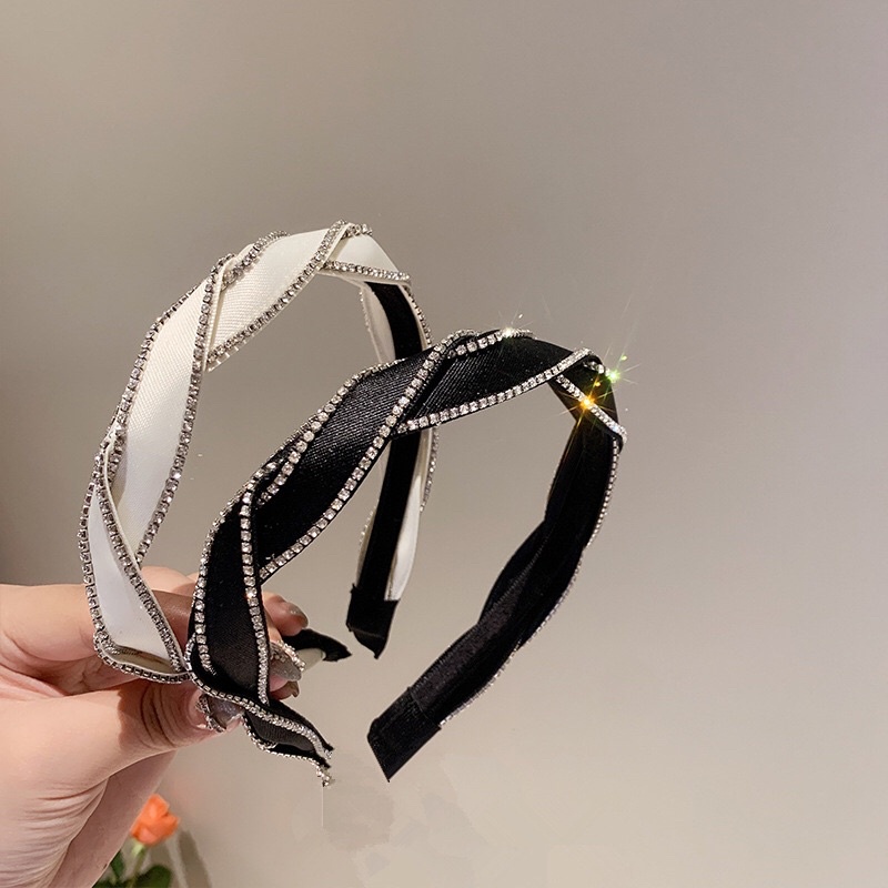 Băng đô tóc xoắn đính đá Hàn quốc