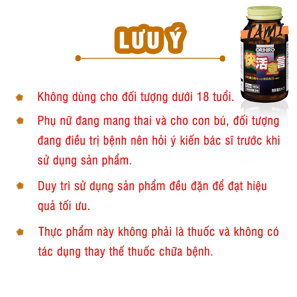 Viên uống tinh chất hàu tươi tỏi nghệ Orihiro Nhật Bản tăng cường sinh lực nam giới 180 viên TM-OR-HTN02