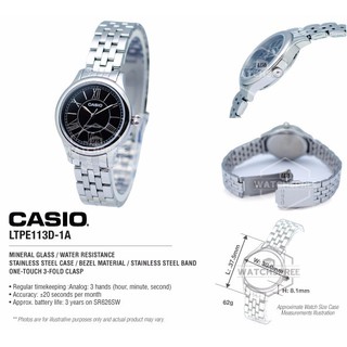 Đồng hồ CASIO nữ  LTP-E113D-1ADF