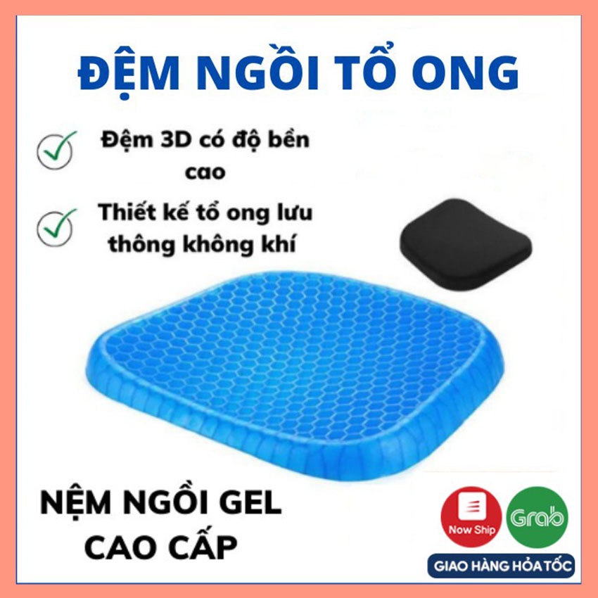 Đệm ngồi 3D cao cấp, nệm lót ghế gel tổ ong thoáng khí, bảo vệ cột sống dành cho người hay ngồi làm việc