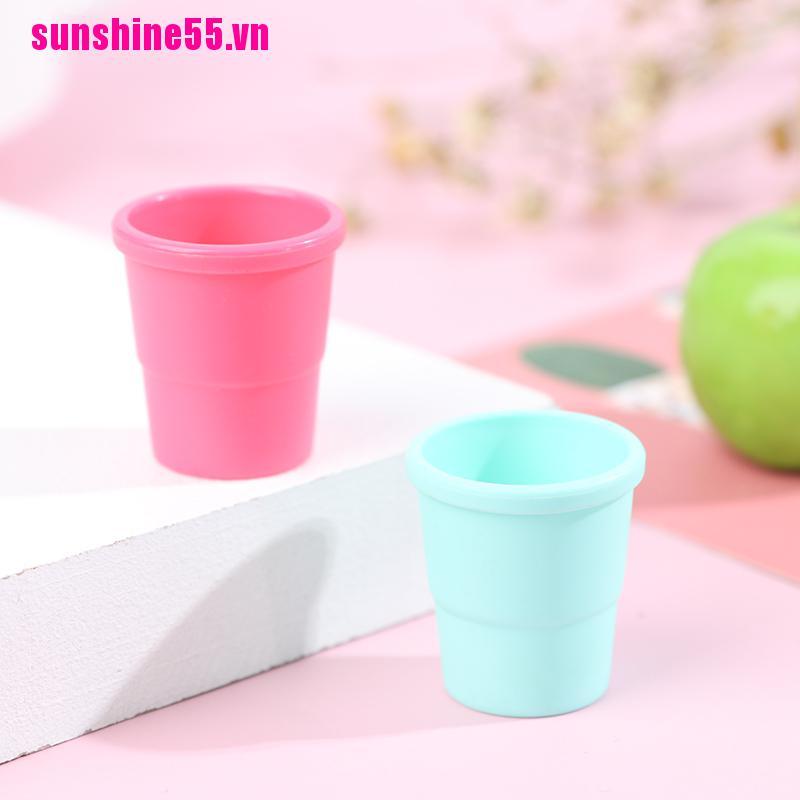 【Sunvn】2Pcs Dollhouse Miniature Bonsai Colorful Flower Pot Model Doll House De